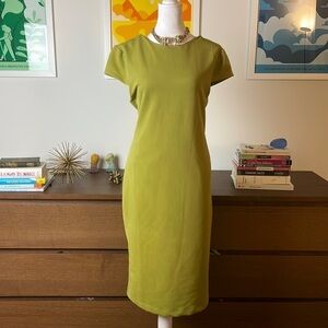 Philosophy | Mustard Dark Lime 💛 Long Cap Sleeve Plunge back dress